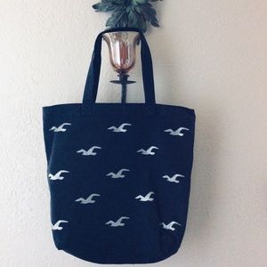 Canvas Navy Blue Tote Bag.